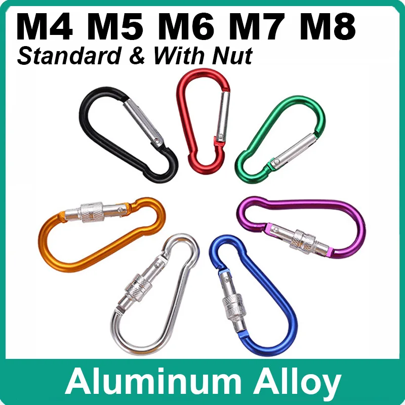 2-10Pcs Aluminum Alloy Spring Snap Hook Carabiner Keychain Outdoor Camping Lock Pet Rope Snap M4 M5 M6 M7 M8 Water Bottle Buckle