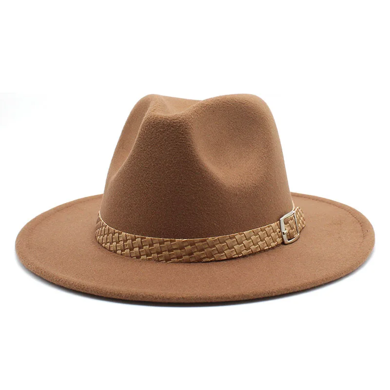 

New Tibetan Denim Top Hat Fashion Autumn And Winter Black Woolen Top Hat Jazz Hat Men's And Women's Woolen Felt Hat
