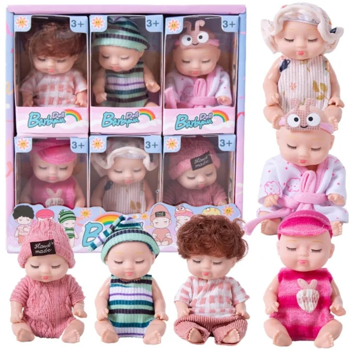 

6Pcs 4" Mini Baby Dolls, Cute Handmade Outfit Dolls, Toddler Girl Toys for Christmas Birthday