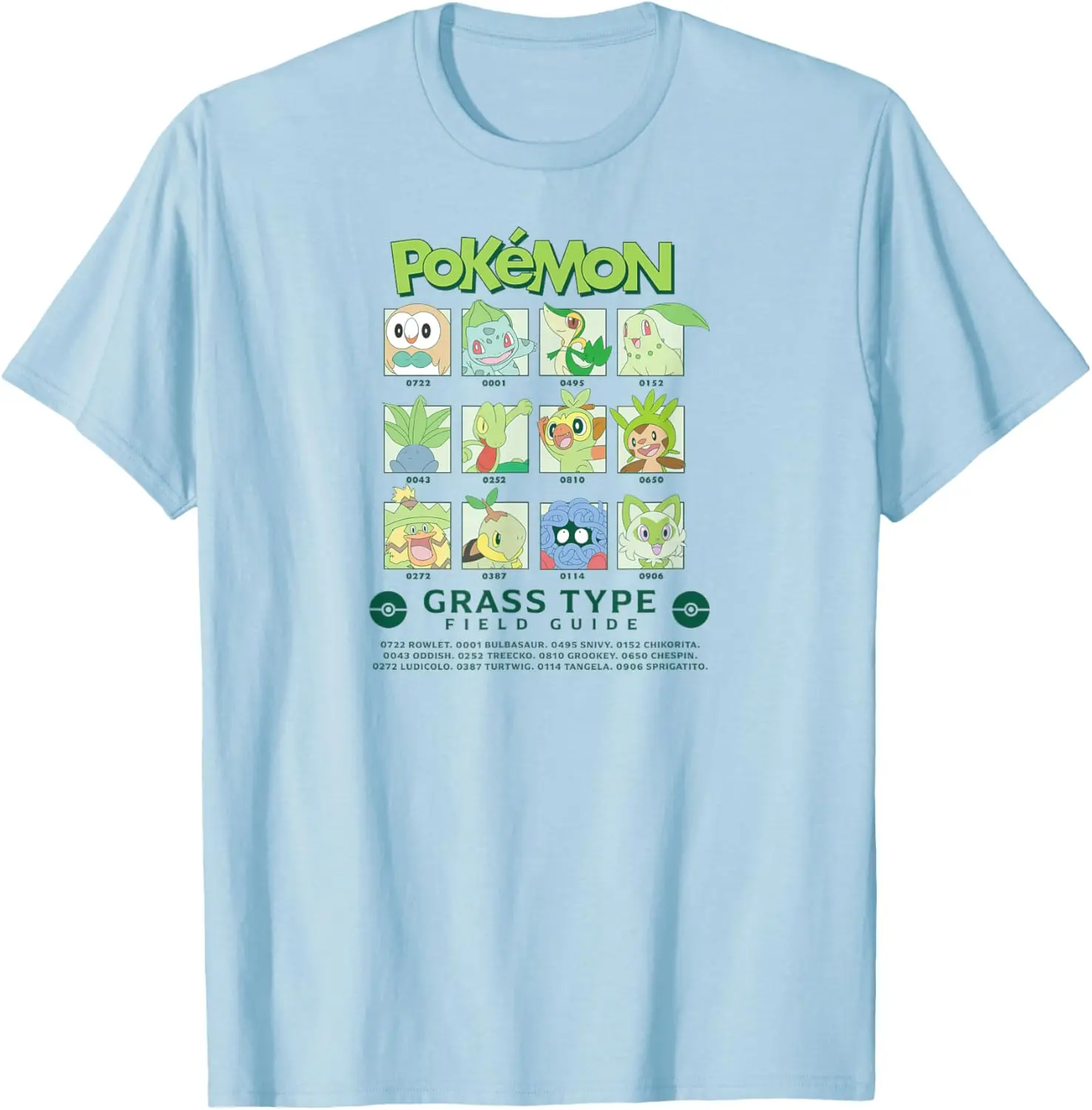 Pokémon - Grass Type Field Guide T-Shirt S-6XL