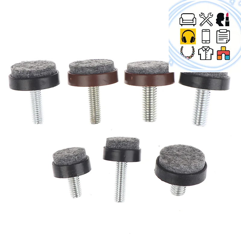 4/8Pcs Felt Adjustable Round Furniture Leg Screws Anti Slip M6 M8 Table Chair Cabinet Balance Feet Pads