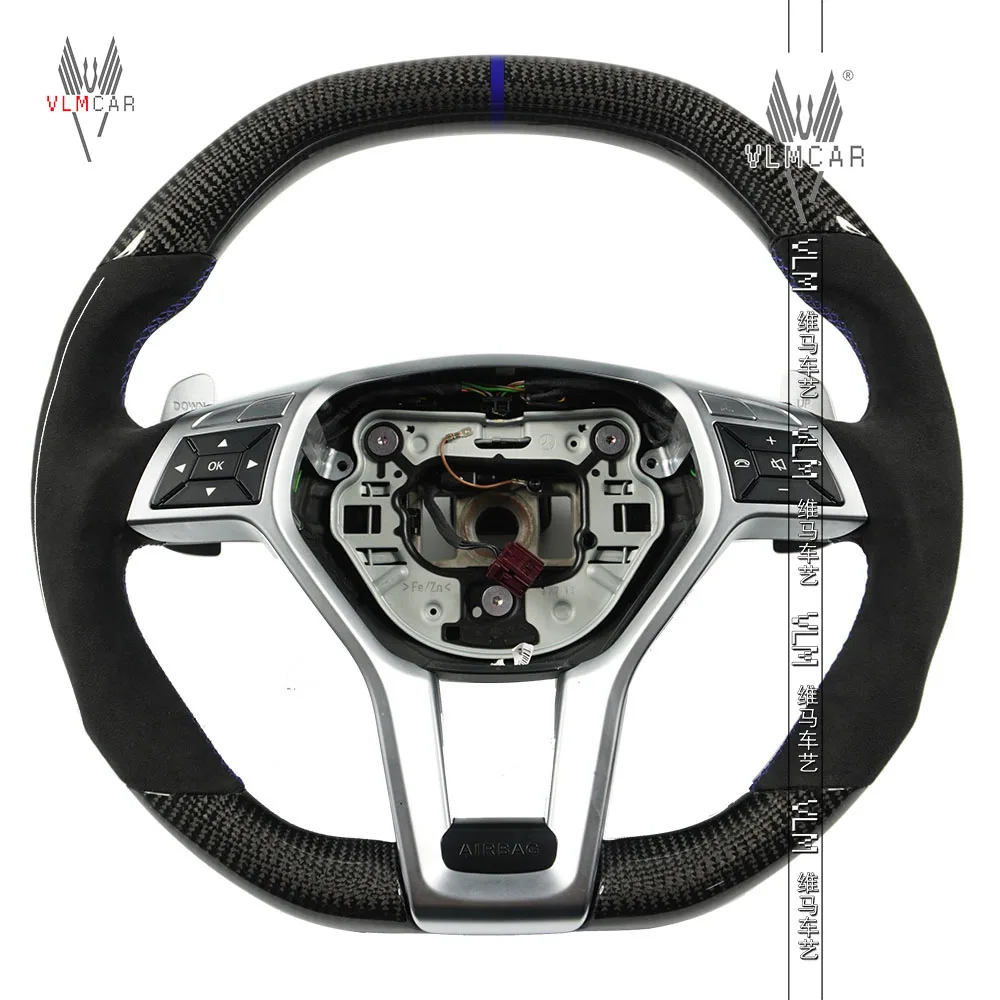 VLMCAR Private Custom Carbon Fiber Steering Wheel For Merced Benz C-class W204 AMG E-class W212 Car Accessories Suede Leather