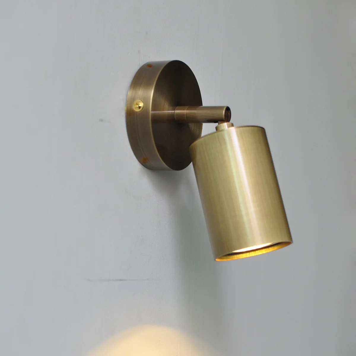 

All copper wall lamp suitable for master bedroom bedside brass mini rotatable adjustable angle swing arm wall lamp small light