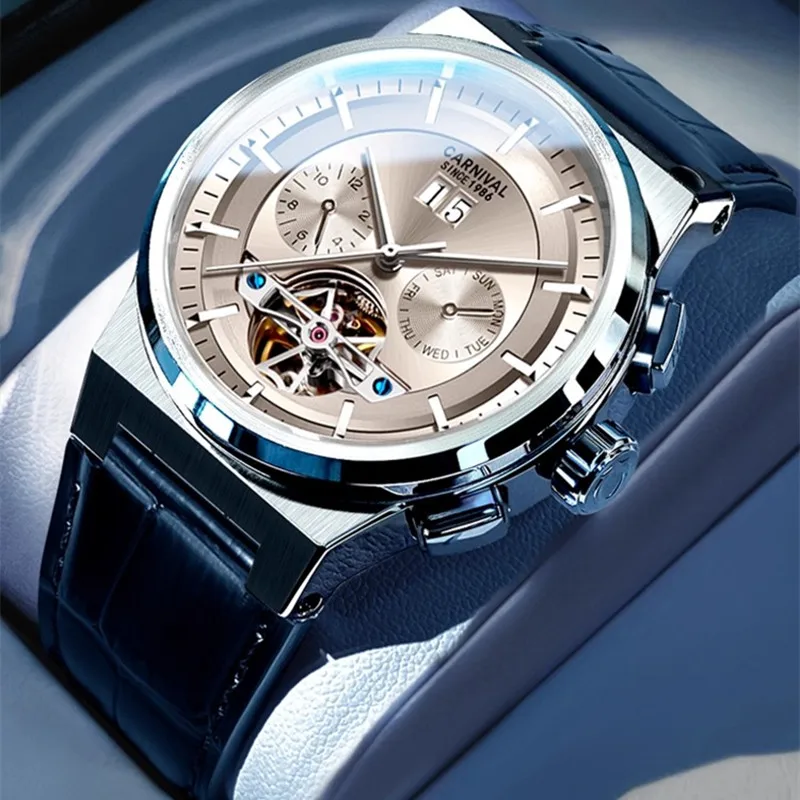 Reloj CARNIVAL Mens Sport Mechanical Watch Brand Luxury Military Automatic Wrist Watches for Man 50M Waterproof Montre Homme