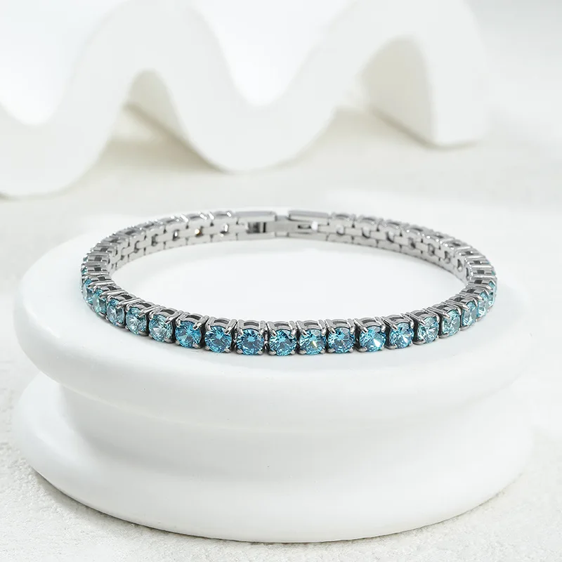 

Apexelle Brand Trendy Jewelry Stainless Steel Bracelet For Women Gradient Zircon Tennis Chain Prong Setting Exquisite Jewelry
