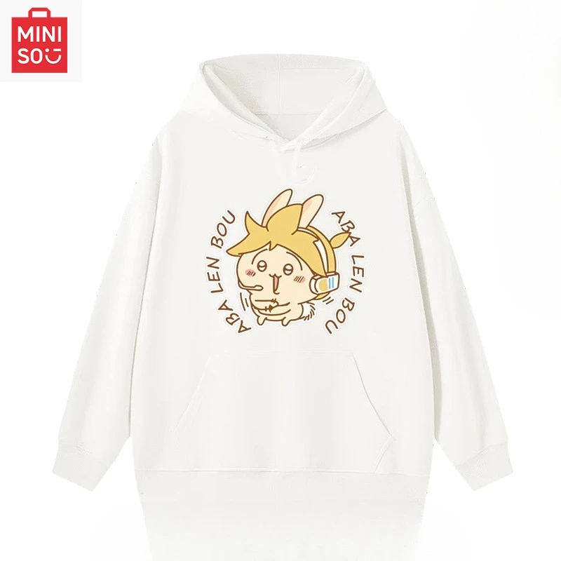 

MINISO collaboration Chiikawa printed hoodie, loose, cartoonish, multi-functional, casual and cute girl