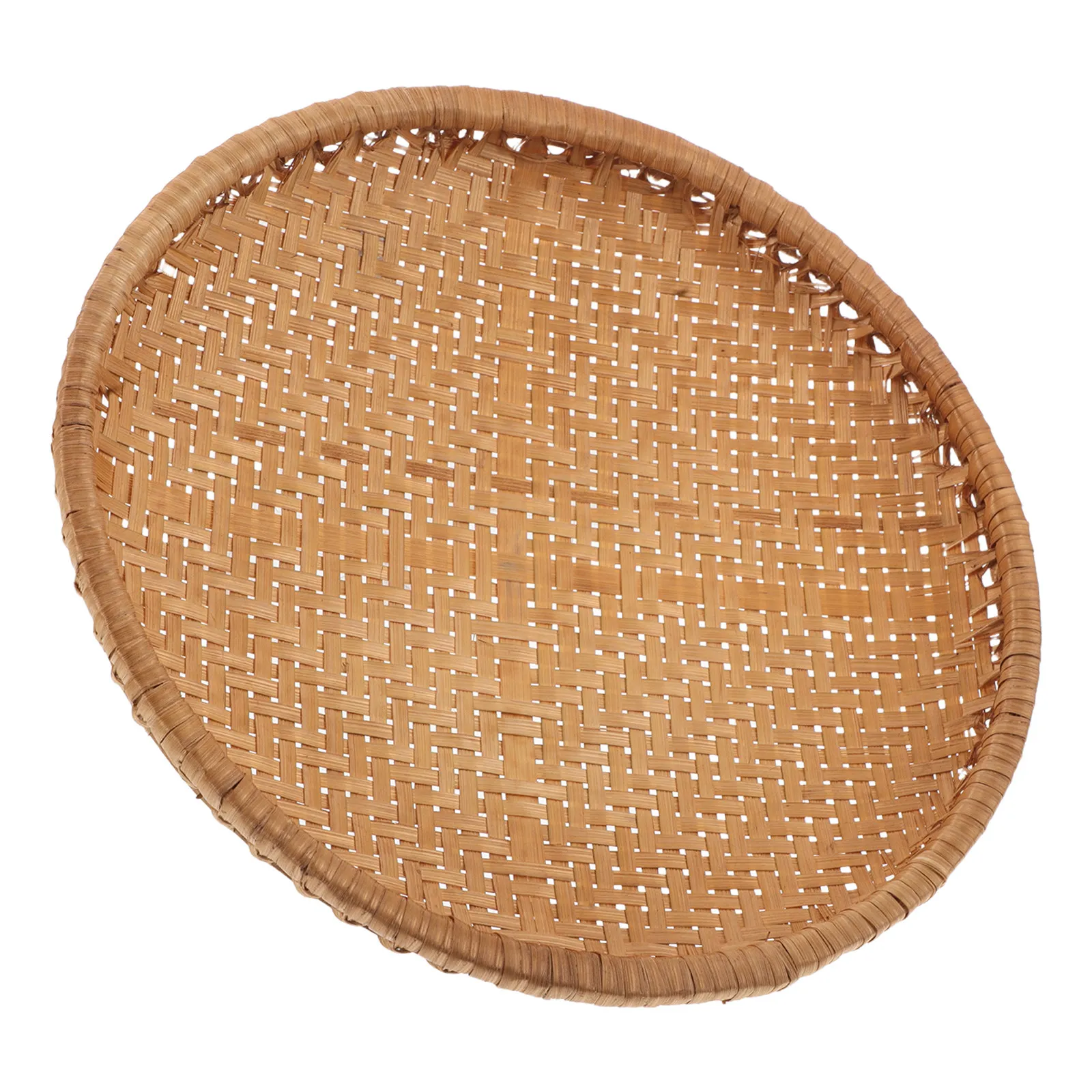 Handwoven Bamboo Round Serving Tray Lightweight Elegant Decorative Tray for Coffee Table Kitchen Counter Fruit Bread