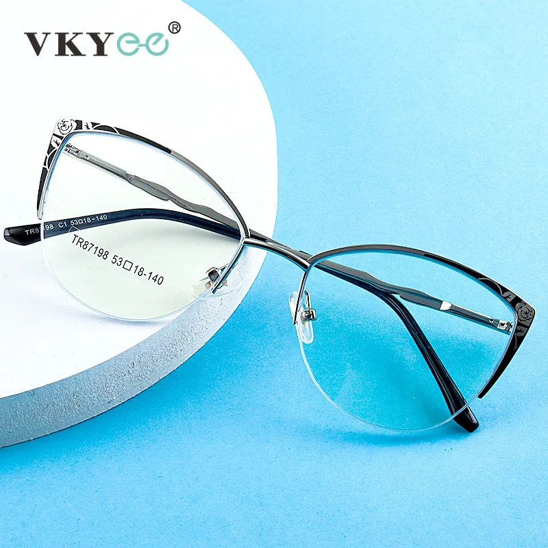 VICKY Fashion Large Frame Personalized Cat's Eye Design Women's Anti-Blue Light Reading Eyeglasses Customizable Prescription