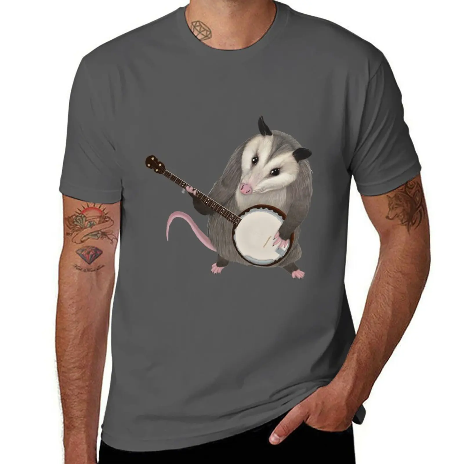 

Opossum playing the banjo - possum T-Shirt anime t shirts for man cotton t shirts man 100% anime t shirts oversize T-Shirt