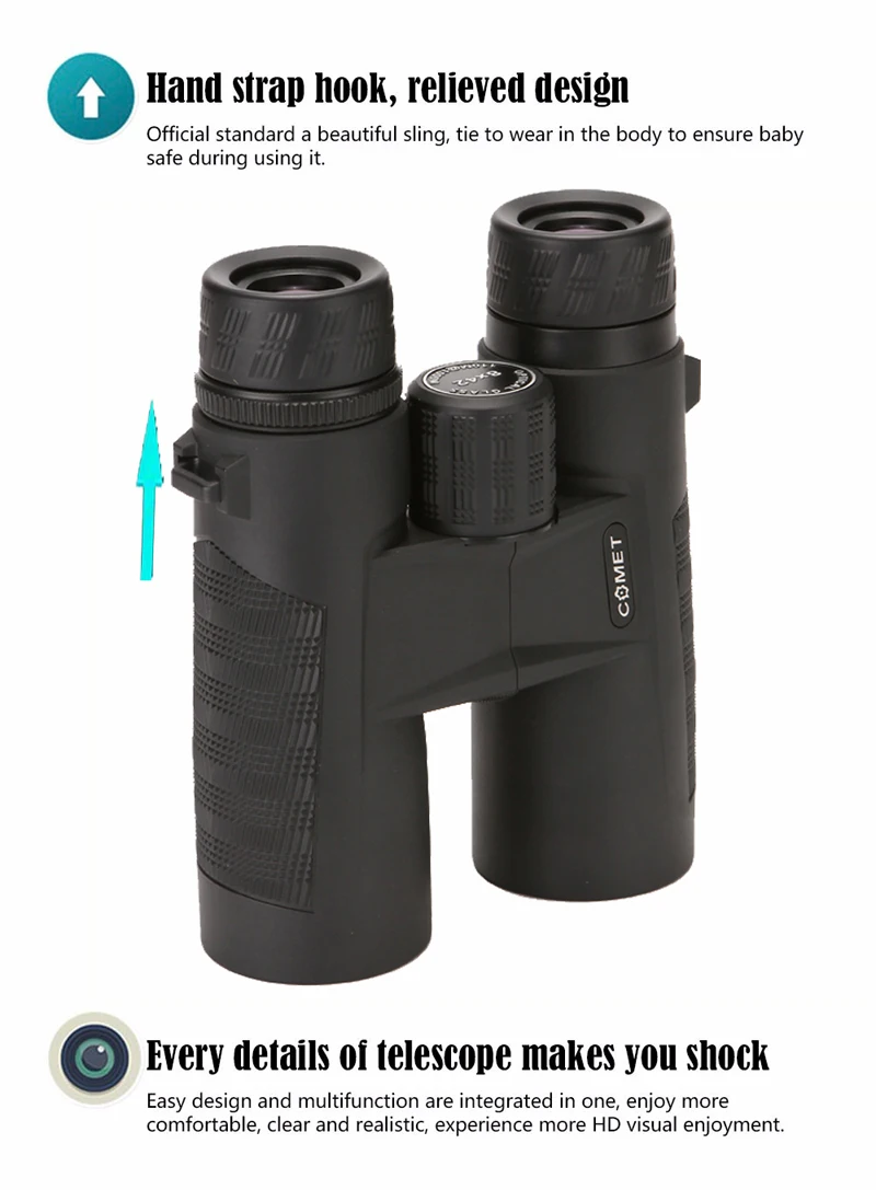 COMET Powerful Binoculars 8x42 10X42 HD Long Range Waterproof Bak4 Binocular BAK4 Prism High Clarity For Tourism Hunting Camping