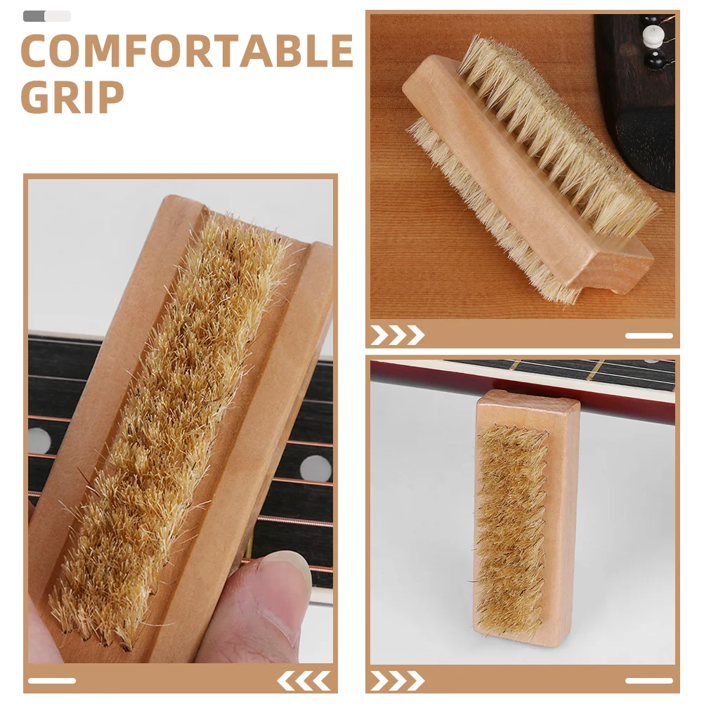 Guitar Frets Double-Sided Brush Wood Guitar Bristles Brush Electric Folk Guitar Fingerboard Cleaning Brush Musical Instrument Br