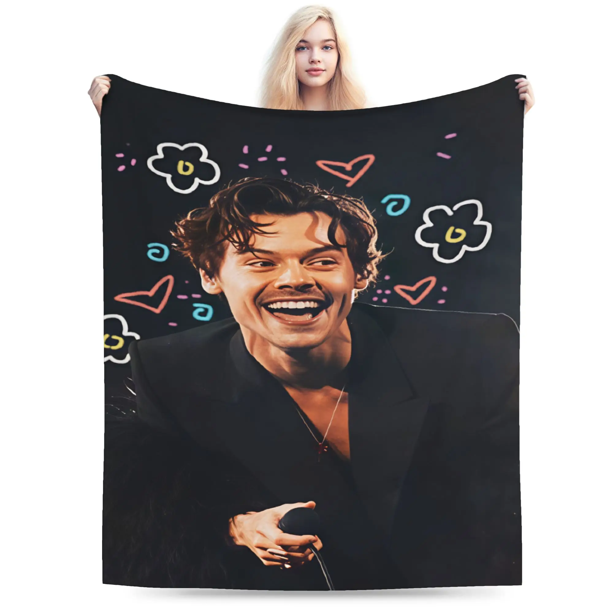 Harrys S-Styles Kiss Al the Time Flannel Blankets Adults  Warm Throw Blanket Winter Home Decor Bedspread Sofa Bed Cover
