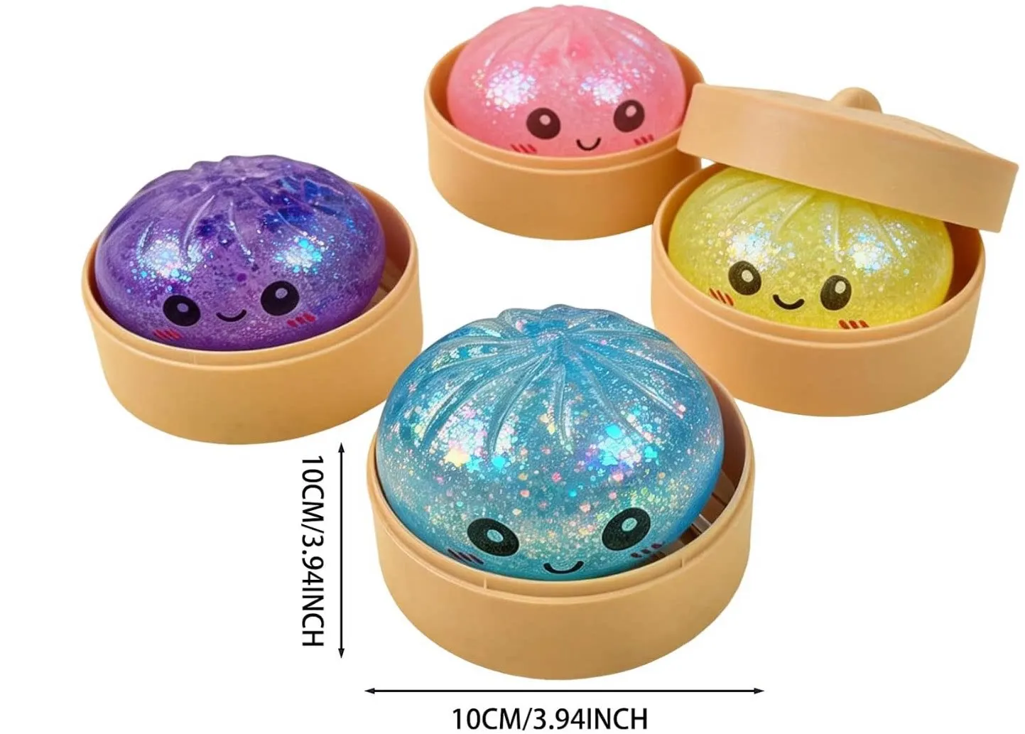 Simulation Dumpling Squishy Rebound Soft Squeeze Stress Ball With Bamboo Steamer Box Anti-Stress Toy Sensory For Creative Gift