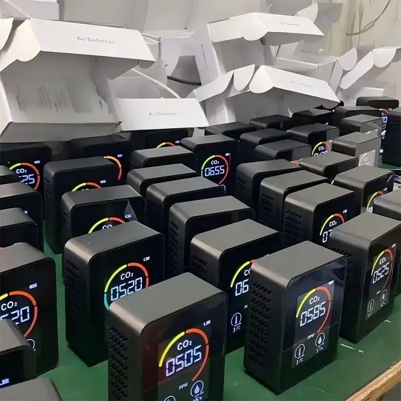 Monitor de Qualidade do Ar Digital, Monitor de Umidade e Temperatura, LCD Recarregável Tester, CO2, HCHO, TVOC, 5 em 1