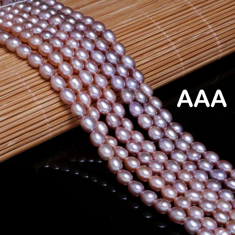 AAA 100% Natural Freshwater Pearl High Quality Rice shaped Pearl White Purple Pink Jewelry DIY Necklace Earrings Accessories