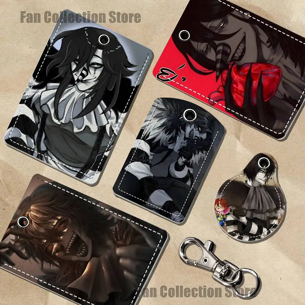 C-Creepypasta Laughing Jack Holder Keychain For Air Tag Bank Business Work Card Holder Student Card Protective Case Bus Card