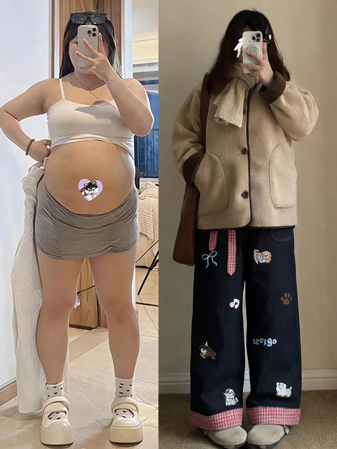 

American Sle Cartoon Dog Embroidery Wide Leg Jeans for plus Size Women High Waist Straight Cut Slimming Trousers Pear Body ...