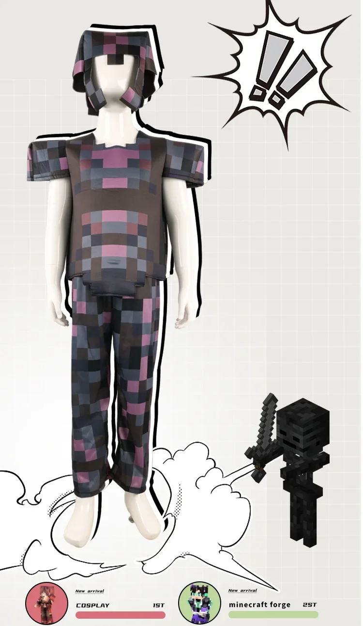 أزياء الهالوين التأثيرية الفاخرة My World Minecraftinglys مجموعات أزياء سلسلة درع الماس لهدايا الألعاب التنكرية