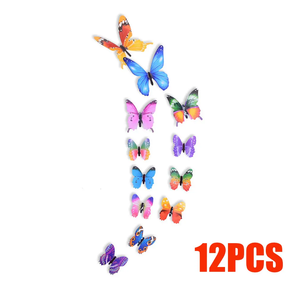 12x luminoso 3d borboleta adesivo de parede para crianças quarto casa sala geladeira decalque brilho no escuro decoração de papel adesivo