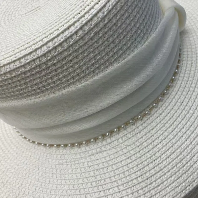 Summer sunshade woven hat fashionable and versatile elegant flat-topped top small brim