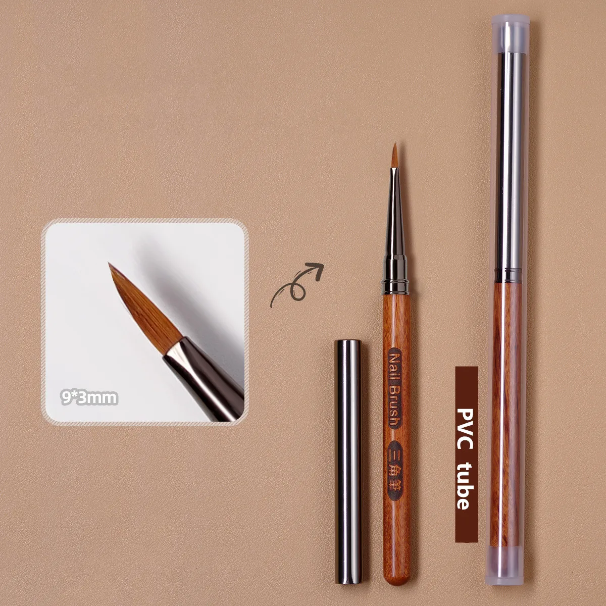 원형 나무 손잡이 삼각형 꽃잎 네일 브러쉬 아크릴 네일 아트 라이너 브러쉬 줄무늬 그리드 꽃 그림 그리기 펜 매니큐어 도구