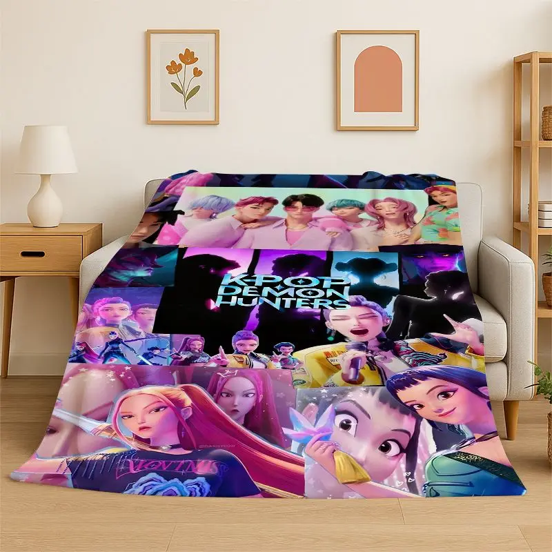 KPop Demon Hunters Saja Boys Cartoon Soft Flannel Throw Blanket,Warm Cozy Blanket for Bed,Couch,Sofa,Bedroom,Living Room,Travel