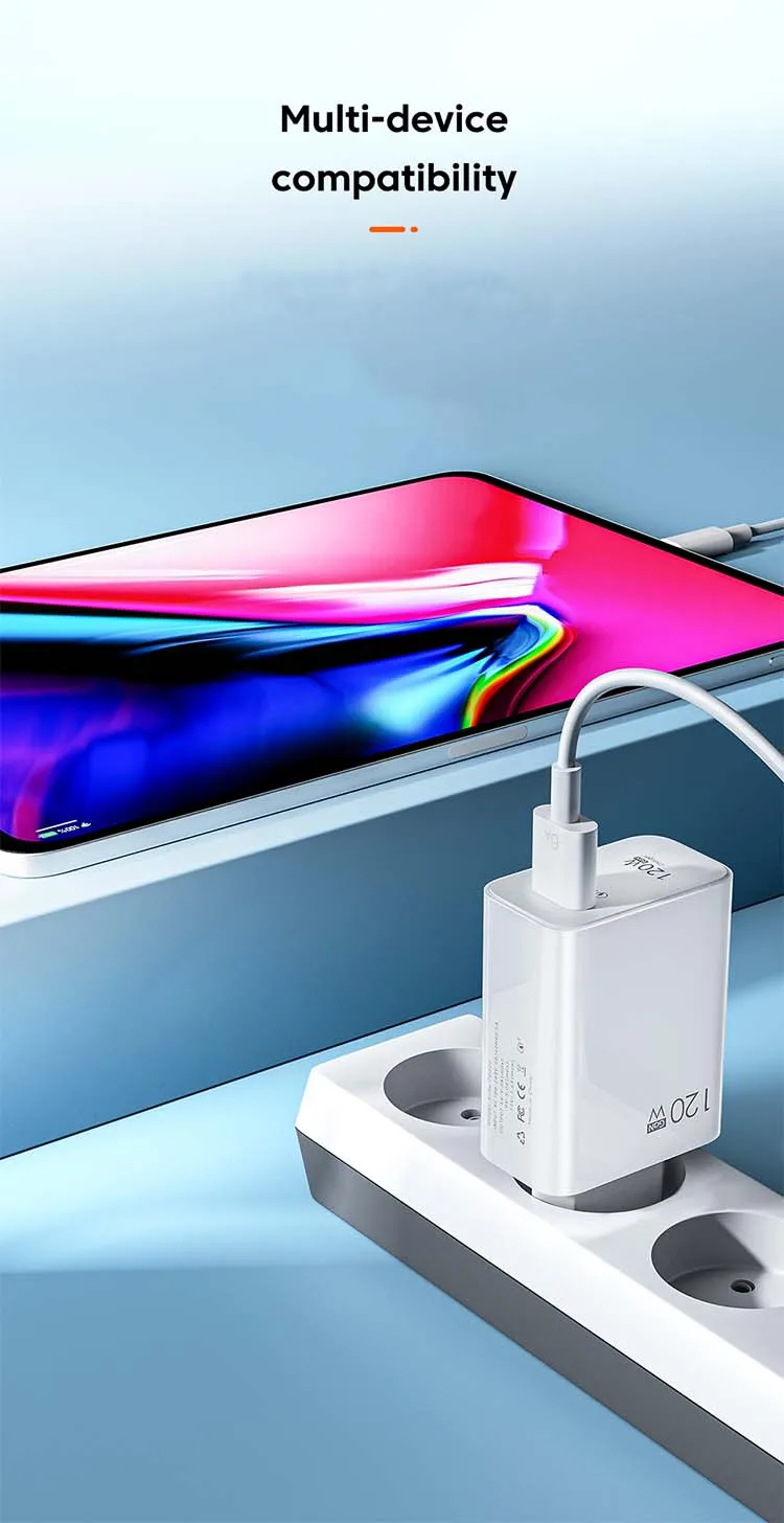 Olaf 120W USB Charger Fast Charging Power Adapter QC 5.0 Fast Charge For iPhone 13 Pro 11 12 Xiaomi Samsung 6A USB Type C Cable