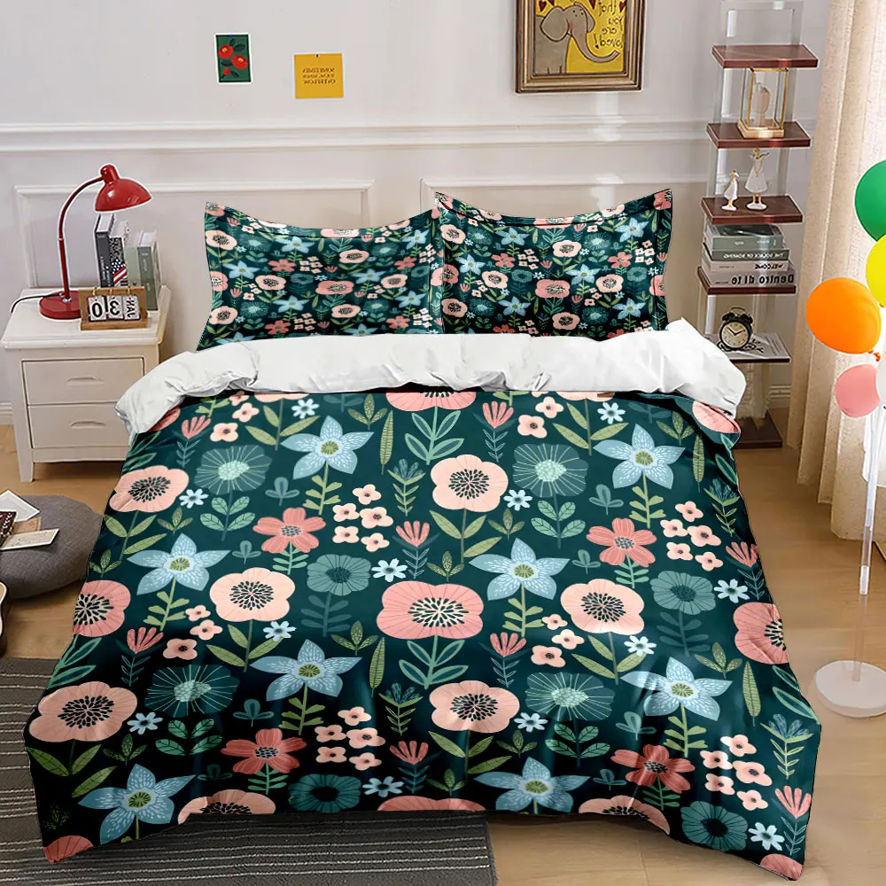 

Vintage floral pattern Print Bedding Set 1 Duvet Cover 2 Pillowcases for Adult and Children Luxury Gift Full Size