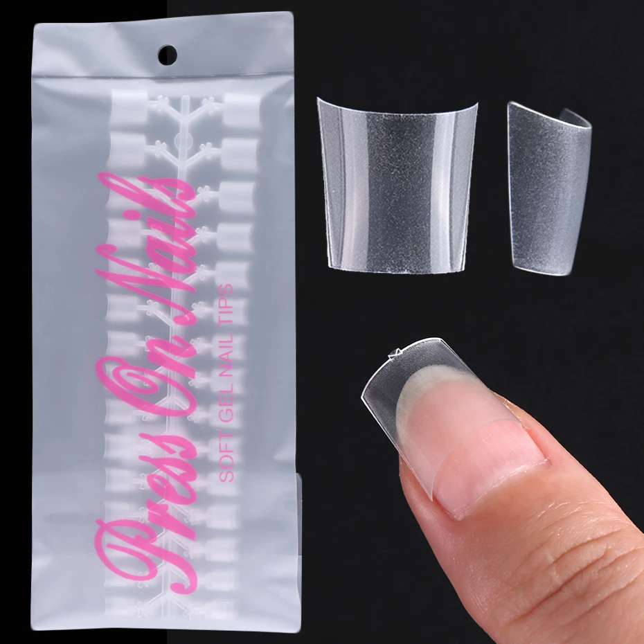 150pcs Clear False Nail Tips Acrylic Half Matte Medium Square Coffin Stilettos Oval Artificial Fake Press On Nail Extension Tool