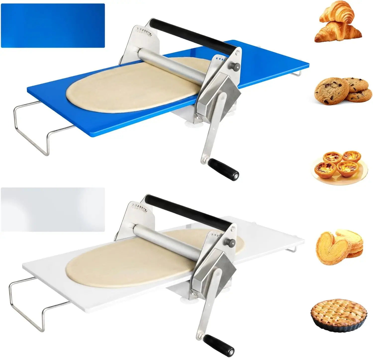 

Folding Dough Sheeter（12"）, 2 Sheeter Boards Stainless Steel Thickness Adjustable, Manual Dough Sheeter Machine for Making Crois