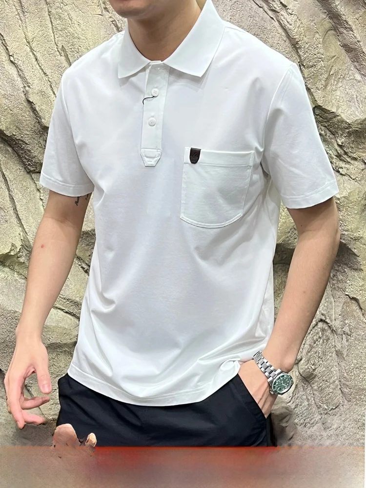 

Ding u 00S Giza45 Длинная хлопковая деловая повседневная летняя легкая футболка с откидным воротником для молодых мужчин