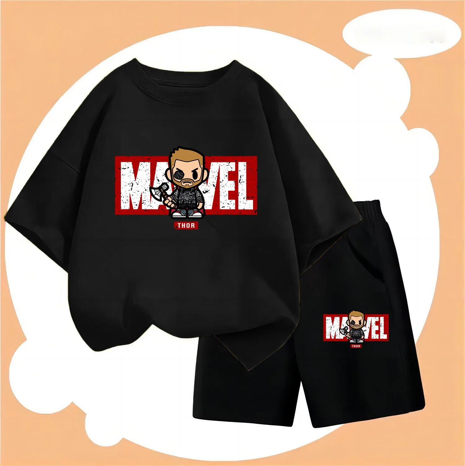 Summer Kids mavel Tshirt Amine Cartoon T-shirt Set Boy Girl  Baby Tee Kids Tops For Children's Sets Short Sleeve Boys T-shirt