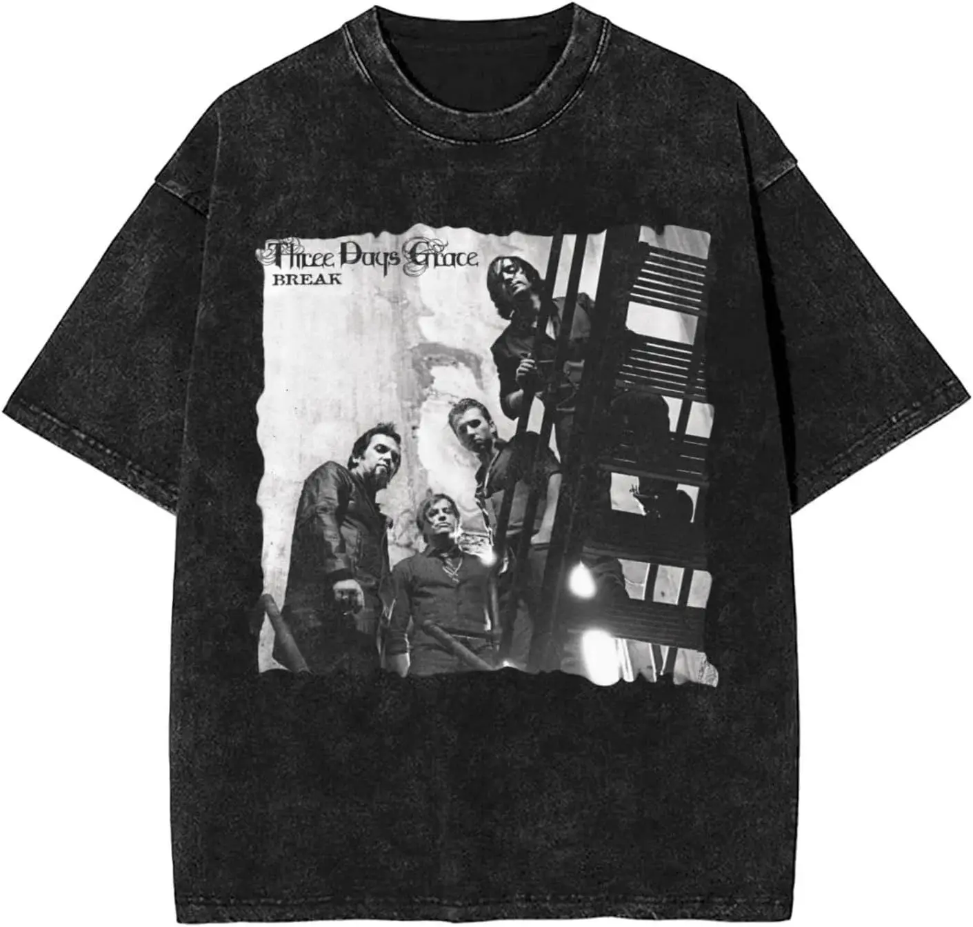 Krótki rękaw, wygodna koszulka, luźny krój, styl uliczny, postarzana, męska, z nadrukiem czaszki, w stylu retro.