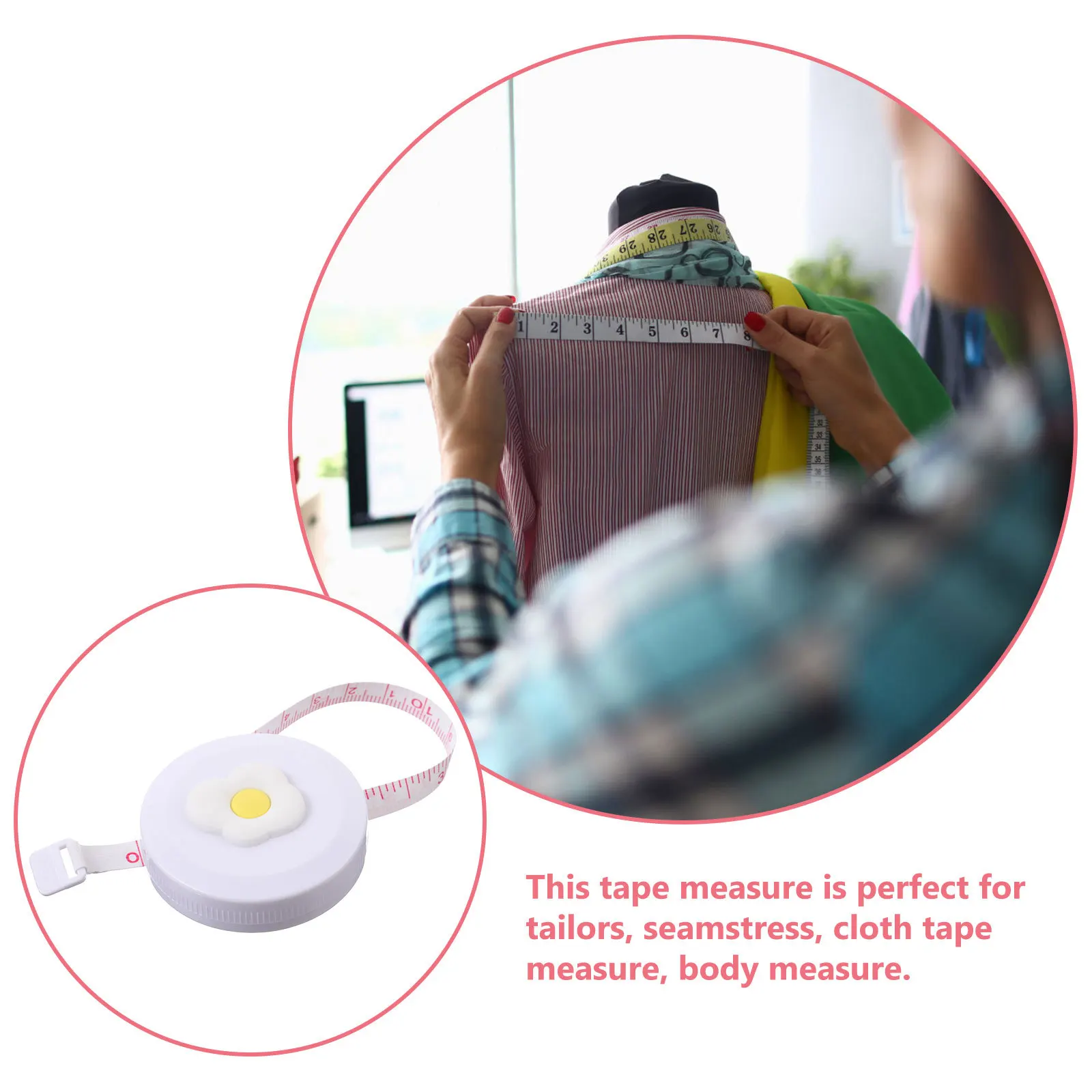 

2Pcs Portable Retractable Flexible Tape Measure for Body Tailor Sewing Mini Circumference Measuring Tape Home Office Supplies