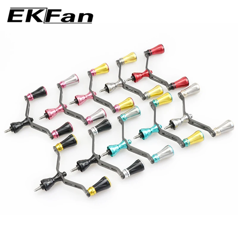 EKFan 105MM Kohlefaser+Aluminium Doppelknopf Spinnrolle Griff Passend für S-REEL Köderrolle Griff DIY-Teile – Detail 9
