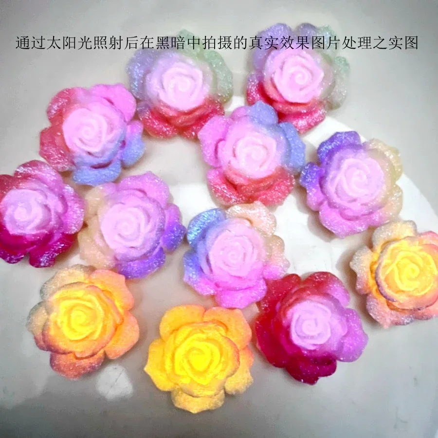 2pcs/6pcs Large size flower 34*35.5mm resin flat back Sugar surface rainbow colors DIY decoration scrapbooking embellishments -