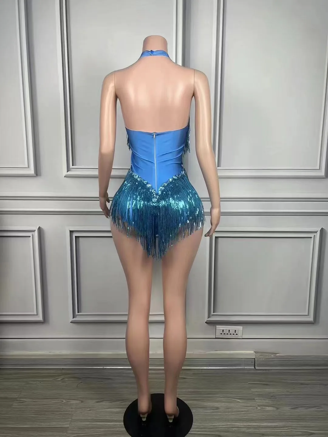 2024 Nieuwe Hot Style Glanzende Kwastje Latin Dans Rok Strakke Afslanken Temperament Sexy Ultra Korte Jumpsuit