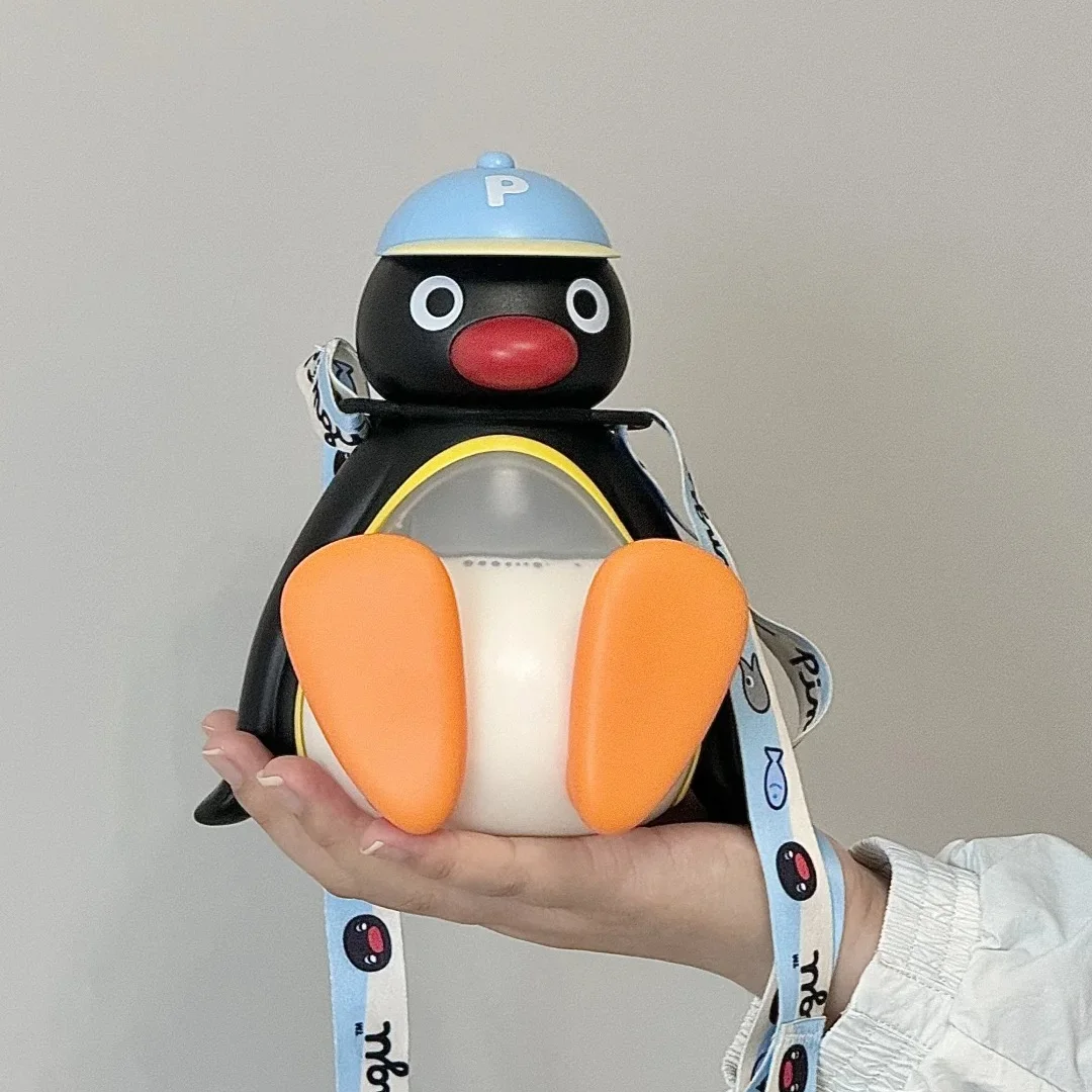 

Милая чашка для воды Pingu, летняя чашка для воды с пингвином, 500 мл, милая прозрачная портативная чашка большой емкости для путешествий, бутылка для воды