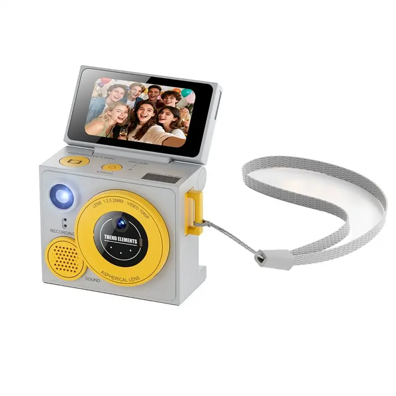 

Мини-камера ABZW с откидным экраном для селфи, запись 1080P HD, автофокус, портативная, компактная, в виде пальца, с ремешком