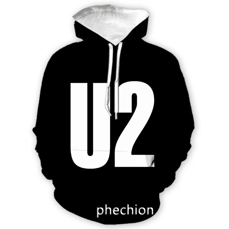 

phechion New Fashion Men/Women U2 Band 3D Print Casual Sweatshirt Hoodies Streetwear Men Loose Sporting Hoodies H09