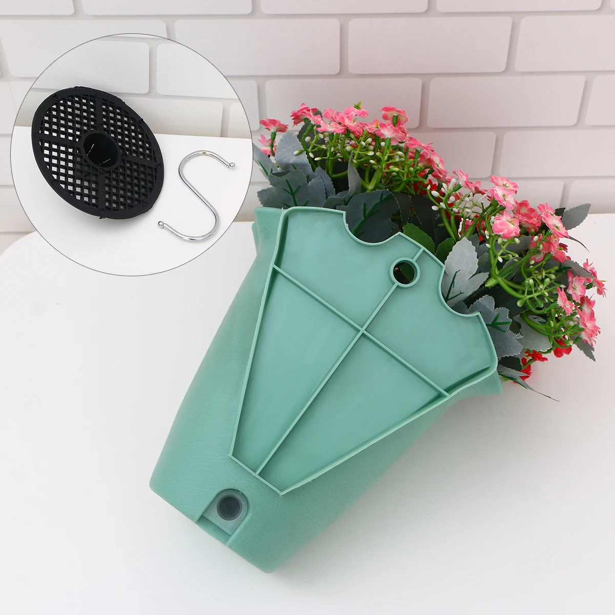 

Plastic Wall Hanging Flower Pot Basket With Hook Large Capacity Space Saving Hanging Plant Organizer For Balcony Bedroom