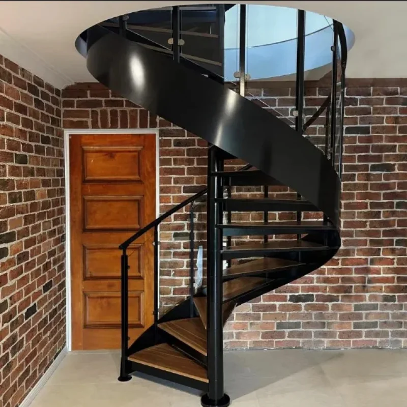 custom.Modern Metal Stair with Stainless Steel Handrail Powder Coated Apartment Interior Staircase Application
