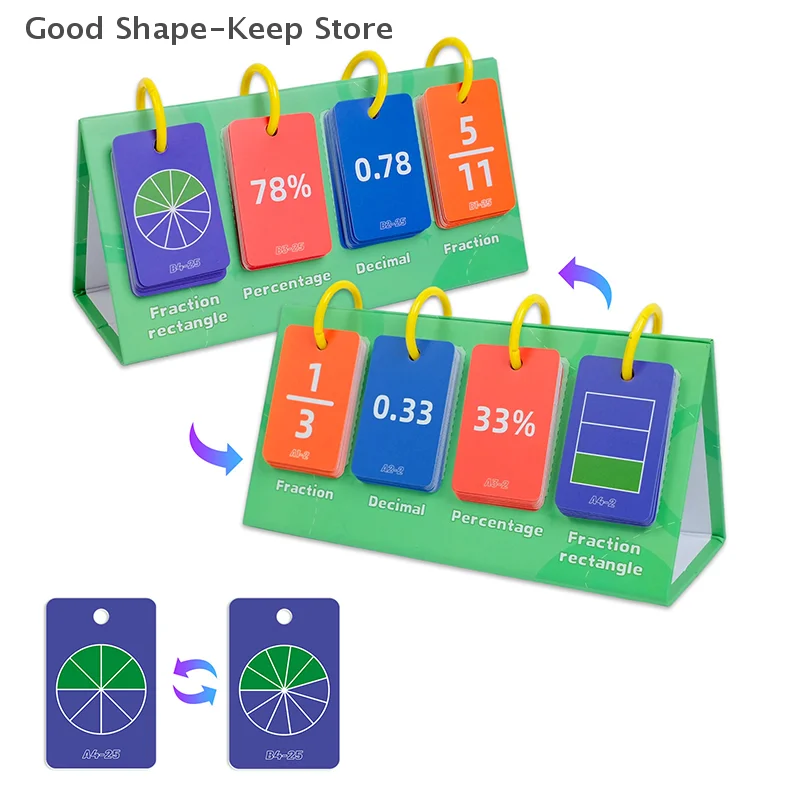 104 STKS Educatief Speelgoed Decimale Breuk Percentage Conversie Kaarten Tafelmodel Kinderen Denken Cognitie Trainingshulpmiddel