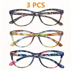 3pcs New Cat Eye Reading Glasses Summer Decoration Anti-blue Light Glasses Fashion Package Flower Glasses