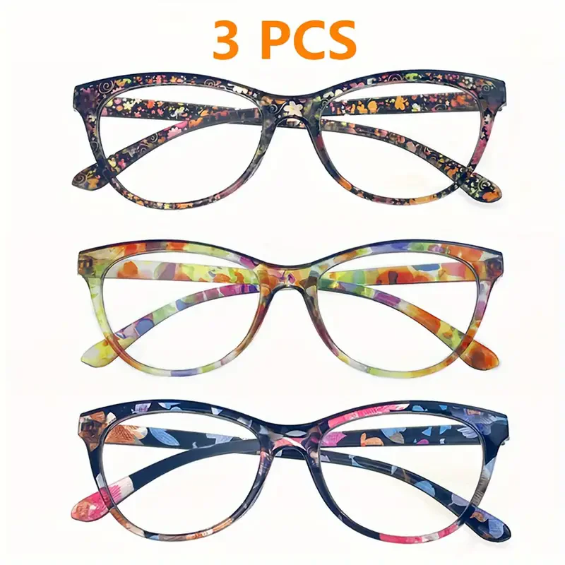 3pcs New Cat Eye Reading Glasses Summer Decoration Anti-blue Light Glasses Fashion Package Flower Glasses