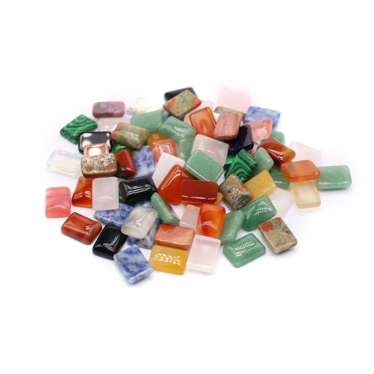 10Pcs Natural Stone Square Crystal Agate Holeless Cabochon Bead Gift DIY Jewelry Making Necklace Earring Ring Bracelet Accessory