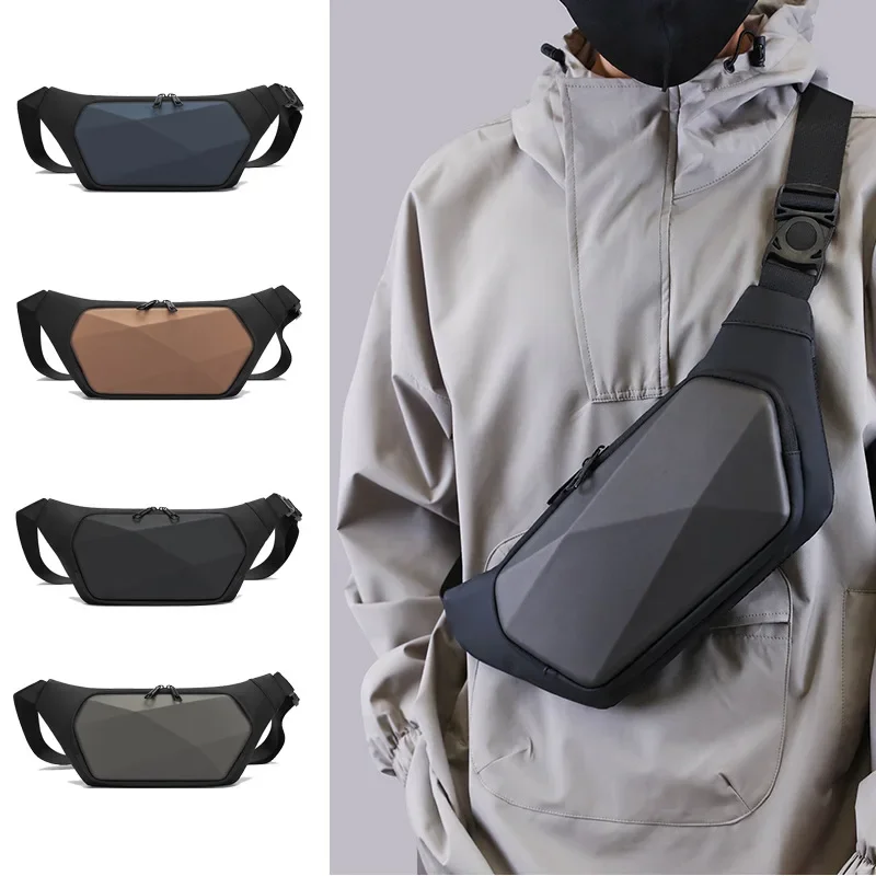 Casual Men's Waist Bag Men's Hard Shell Crossbody Bag with Shoulder Strap Bags for Mens Commuter Small Backpack Oxford Waist Bag