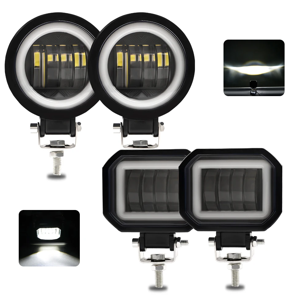 1/2pc Fog round or square headlight for auto/motor vehicles and electric scooters Arctic 12-80V, Arctic V3+, 4 lenses