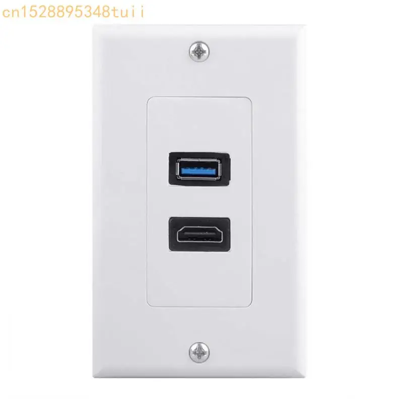 

Y4QF Double Port HDMIs USB Wall Plate For Home Theater Setups Face Plate Panel Cover