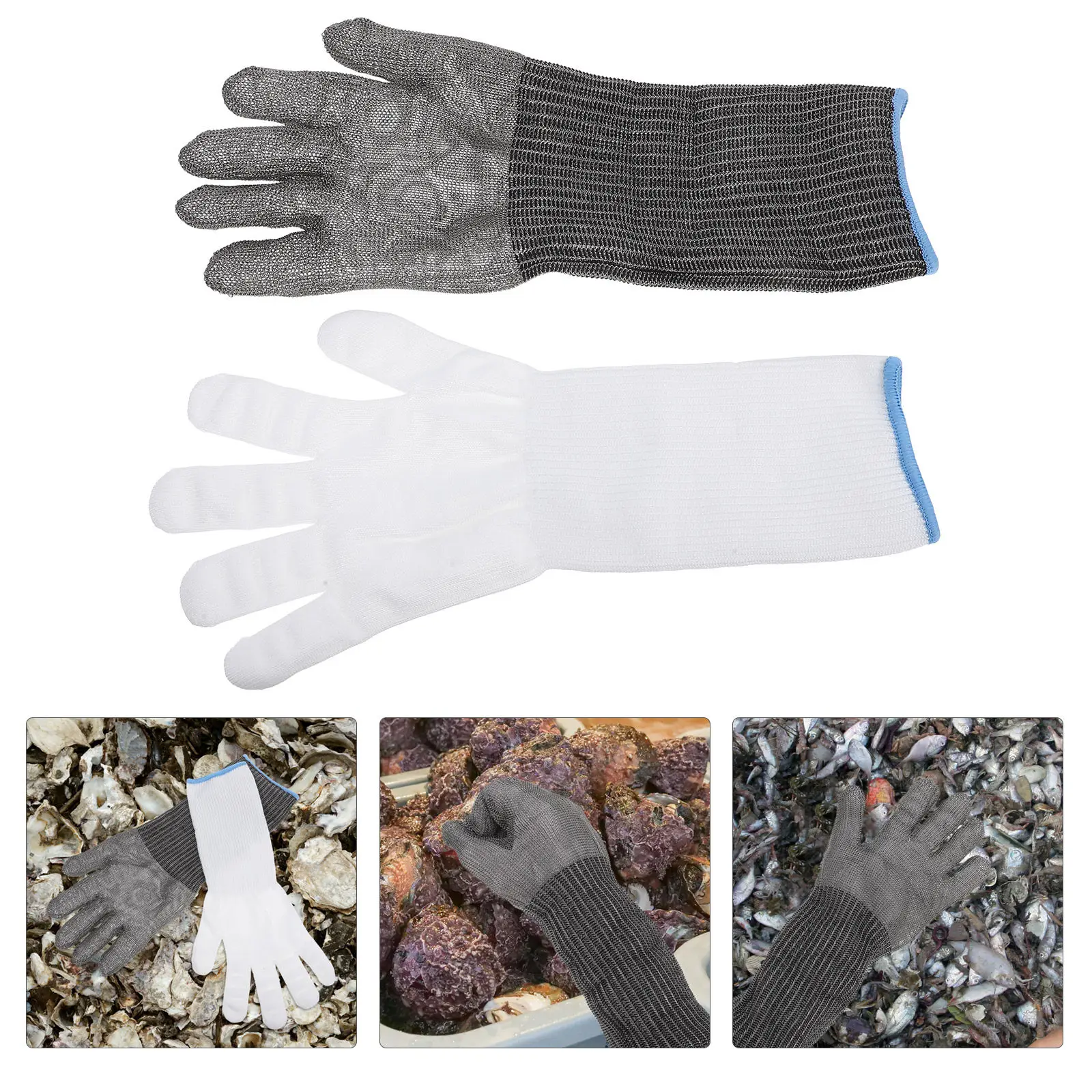 

1Pair Cut Proof Gloves Stainless Steel Wire Full Palm Coverage for Shucking Oysters Fish Preparation Glass Cutting Woodworking
